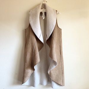 Tan and Cream Sleeveless Vest